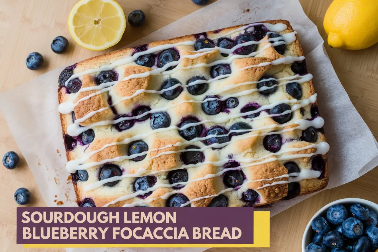 🍞🍋 Sourdough Lemon Blueberry Focaccia Bread: A Delightful Twist on a Classic 🍞💜